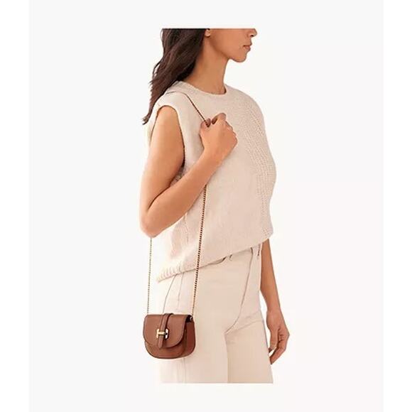 Fossil Emery Genuine Leather Micro Crossbody Bag Wallet Set - Picture 14 of 14